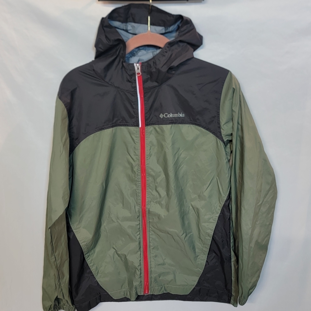 Columbia Green and Black Windbreaker Jacket Boys Size Large